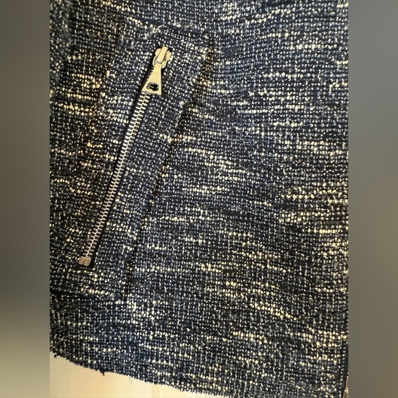 THEORY Bavewick Branson Moto Jacket Blue Tweed Raw Hem Size Medium - Picture 7 of 9